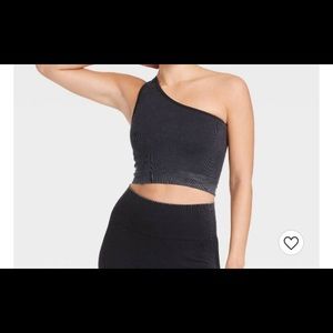 Women's Ribbed Seamless One Shoulder Bra - JoyLab. Medium